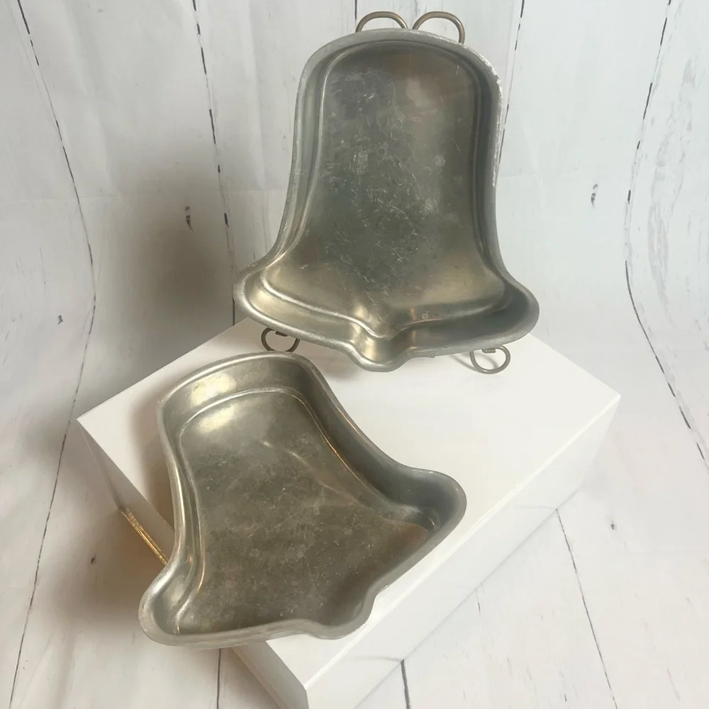Vintage Aluminum Bell Cake Pans Set of 2 - Wedding, Christmas & Bridal Shower
